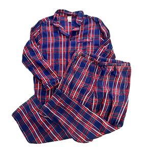 Hanna Andersson Womens Flannel Pajama Set Blue Red Plaid M Top S Bottoms